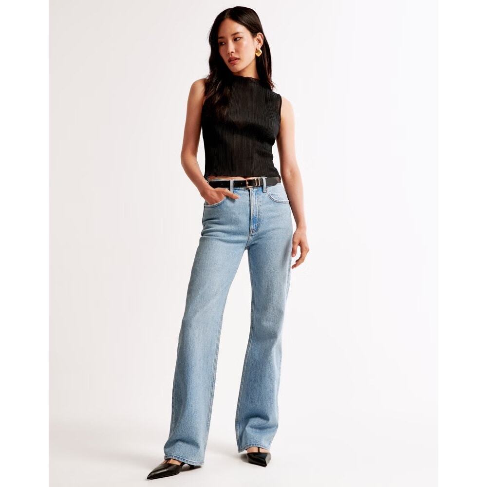 NWT Abercrombie & Fitch 35 20 R High Rise 90s Relaxed Jean Medium Wash